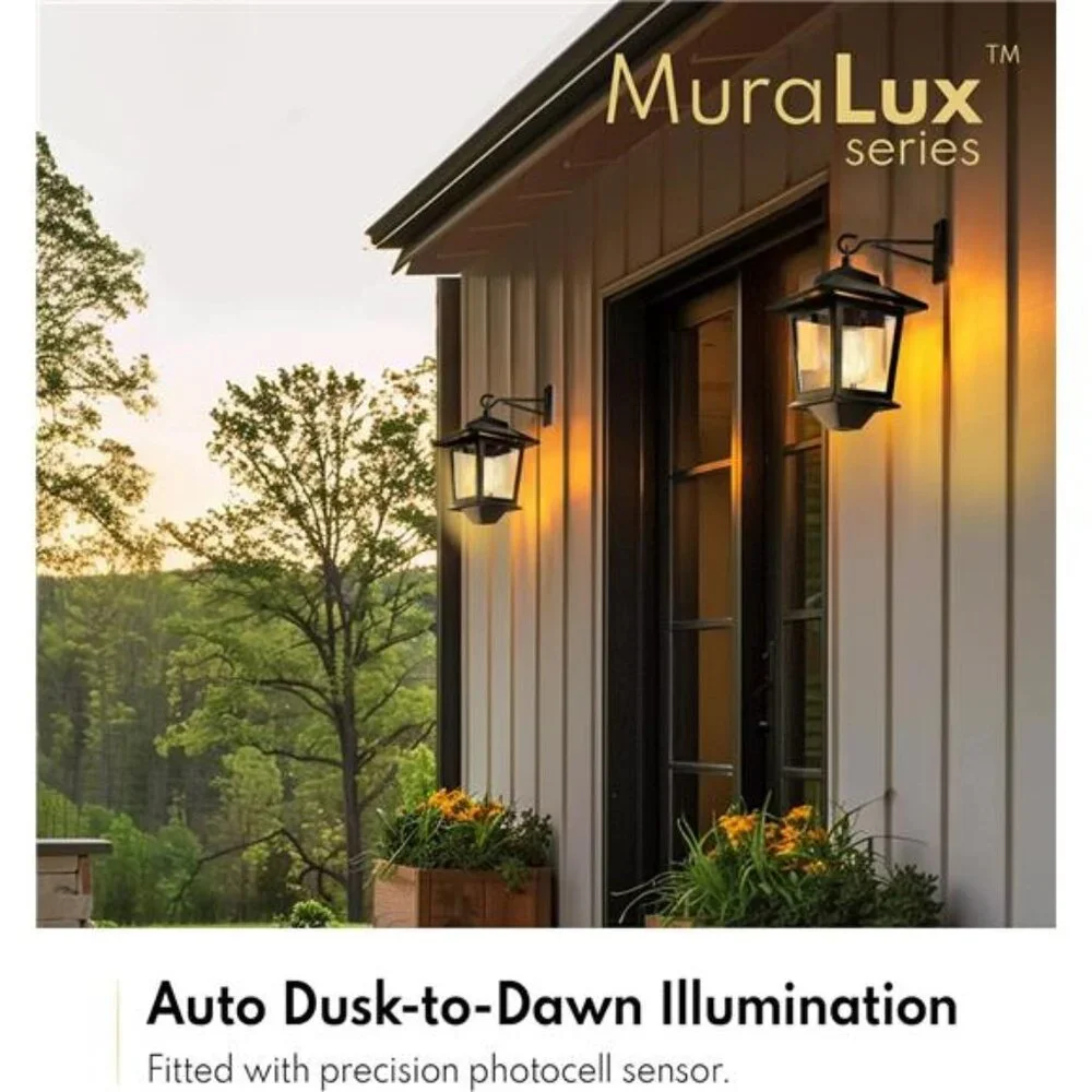 2 Pack Solar Wall Lanterns with Replaceable Bulb,Outdoor Hanging Lights